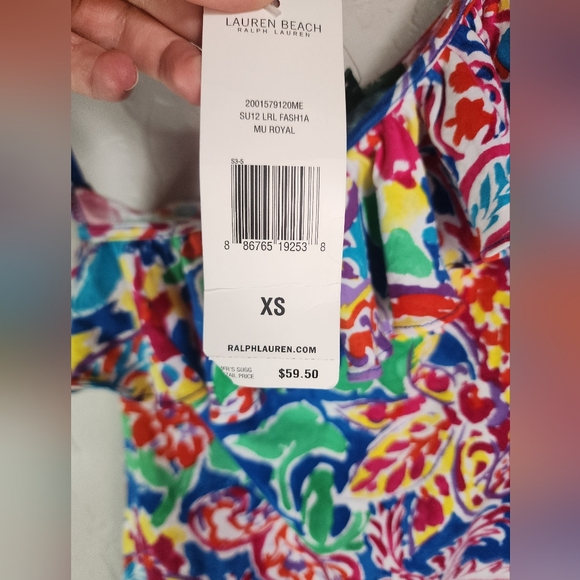 Ralph Lauren Petite Blue Floral Paisley One Shoulder Tank Size XS - Picture 6 of 8